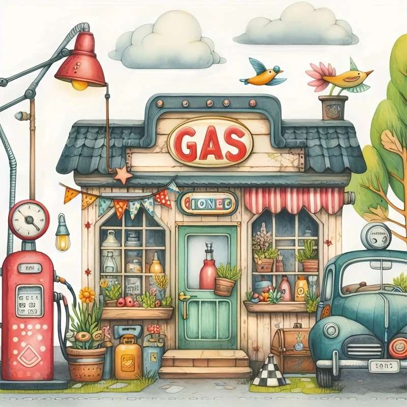 sklepik i stacja benzynowa puzzle online