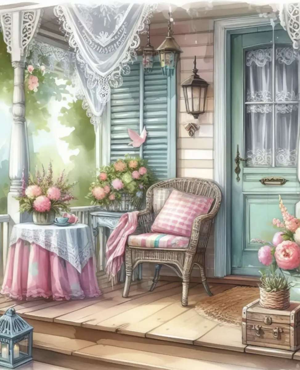 Różowy ganek puzzle online