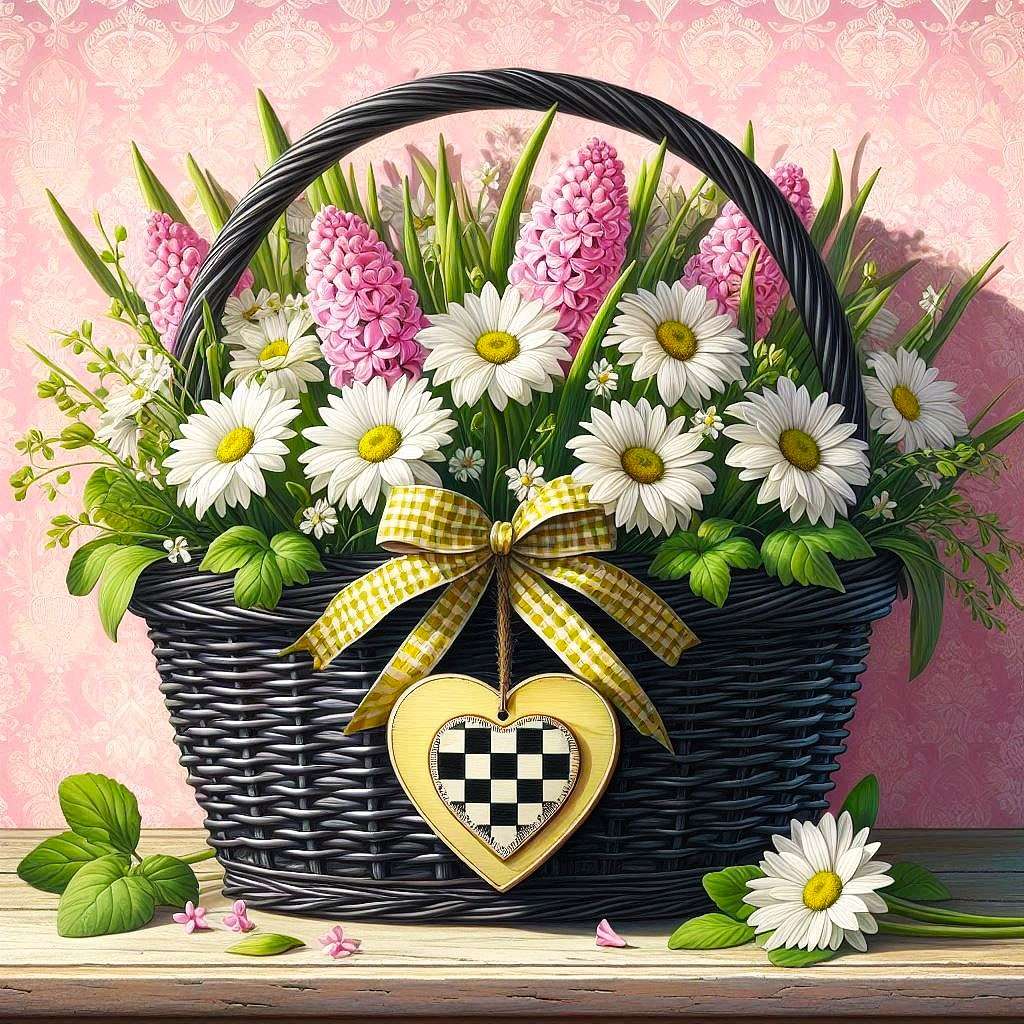 koszyk wiosennych kwiatów puzzle online