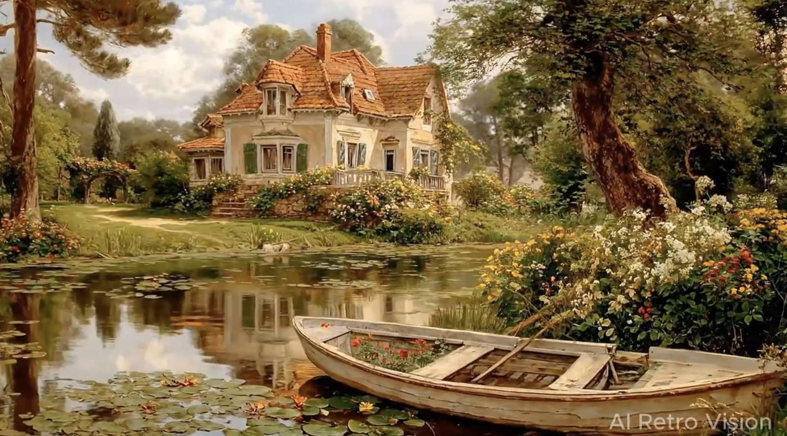 Łódź na stawie puzzle online