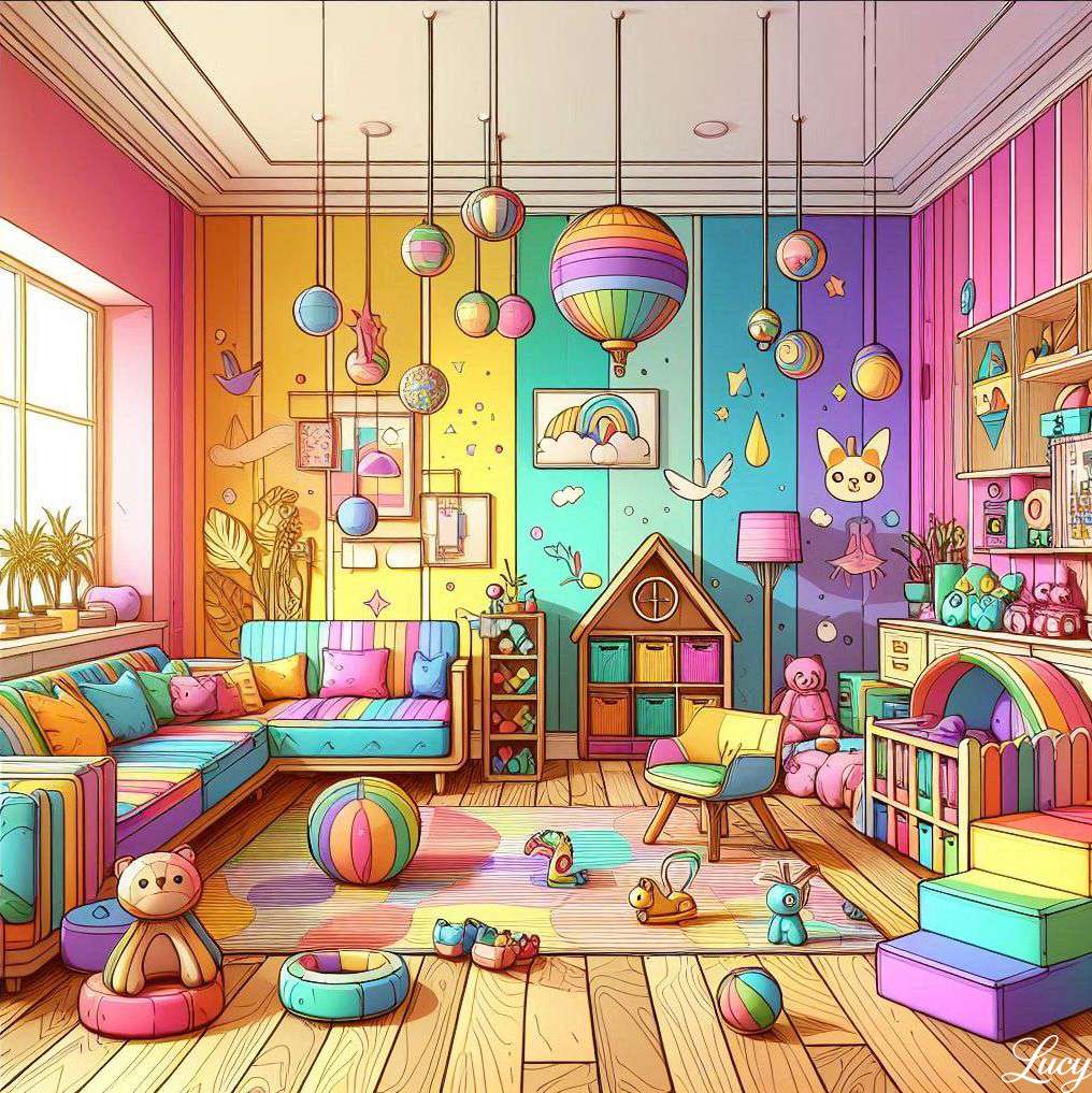 Kolorowy pokój zabaw dla dzieci puzzle online