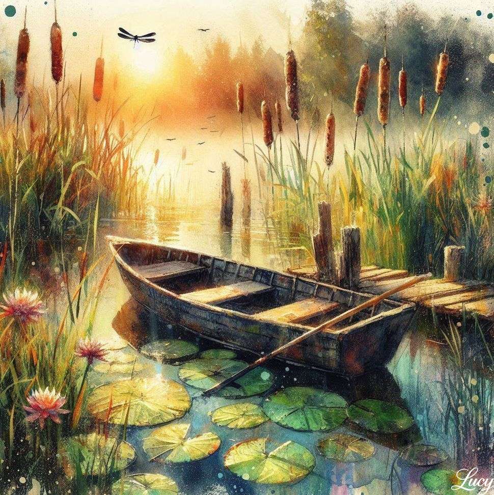 Staw w lecie z czołgami puzzle online