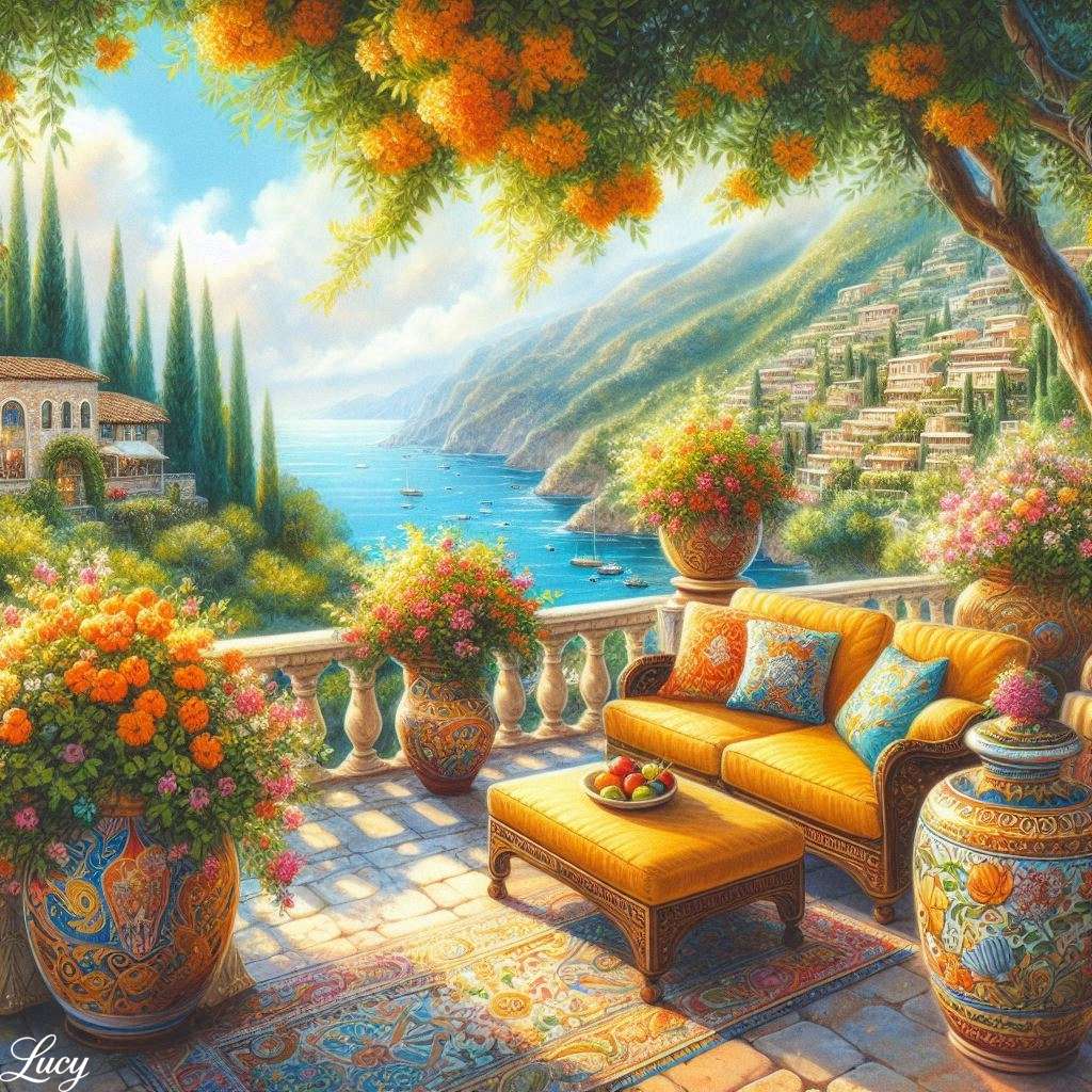 Mediterranean coastal terrace online puzzle