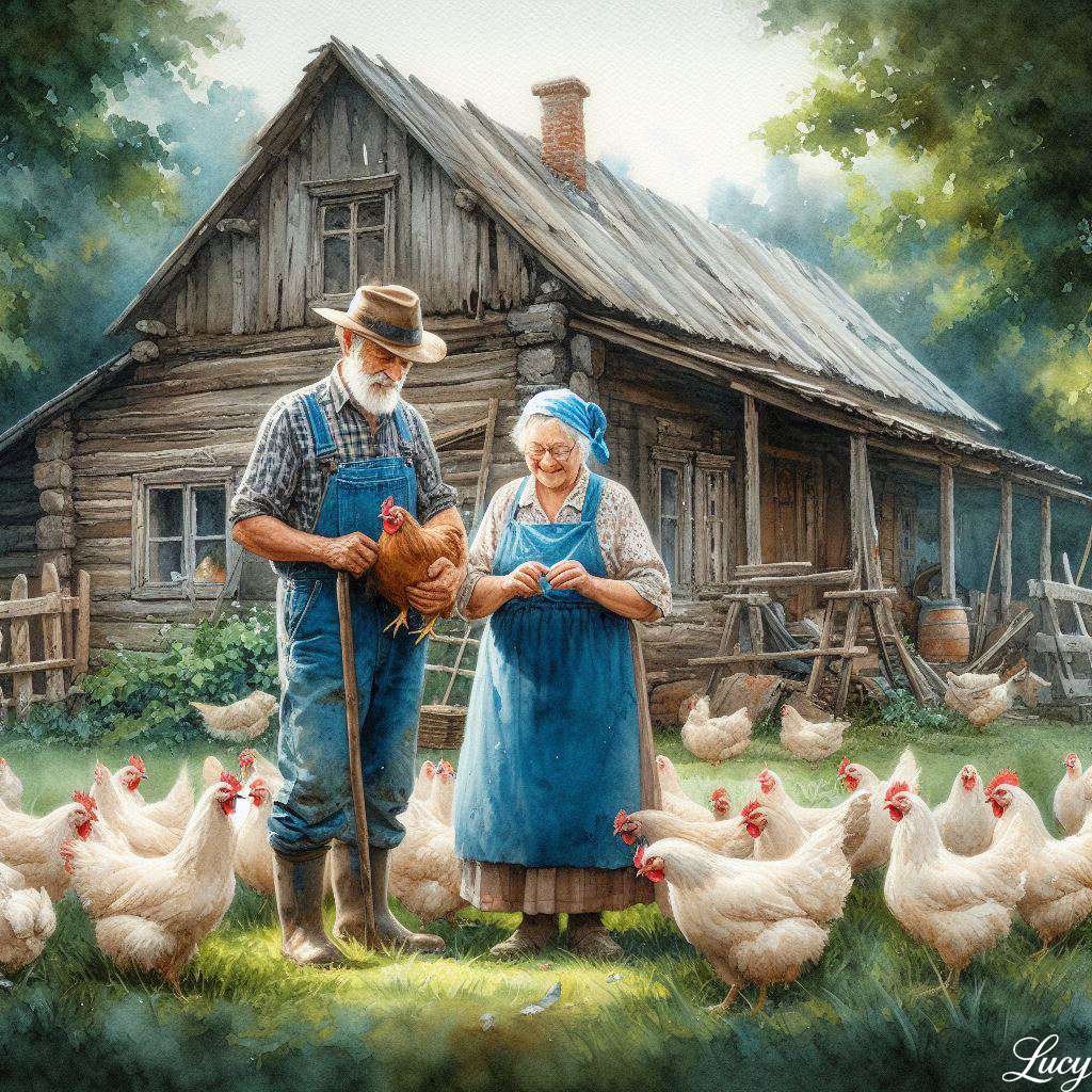 Campagna rustica con una coppia di anziani puzzle online