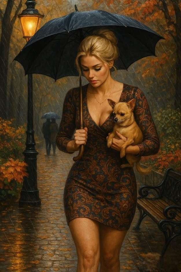 雨の日は公園を散歩します ジグソーパズルオンライン