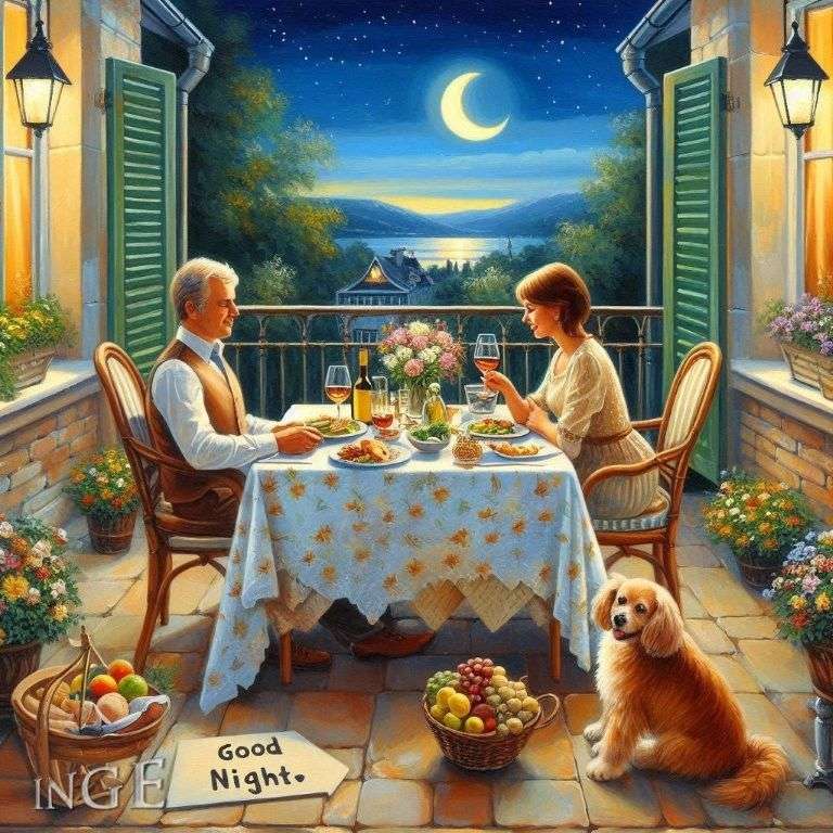 Romantyczny obiad w świetle księżyca puzzle online