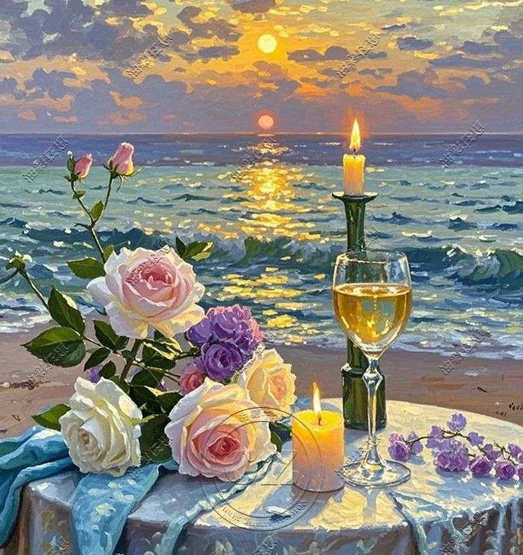 Romantyczne wybrzeże morza puzzle online