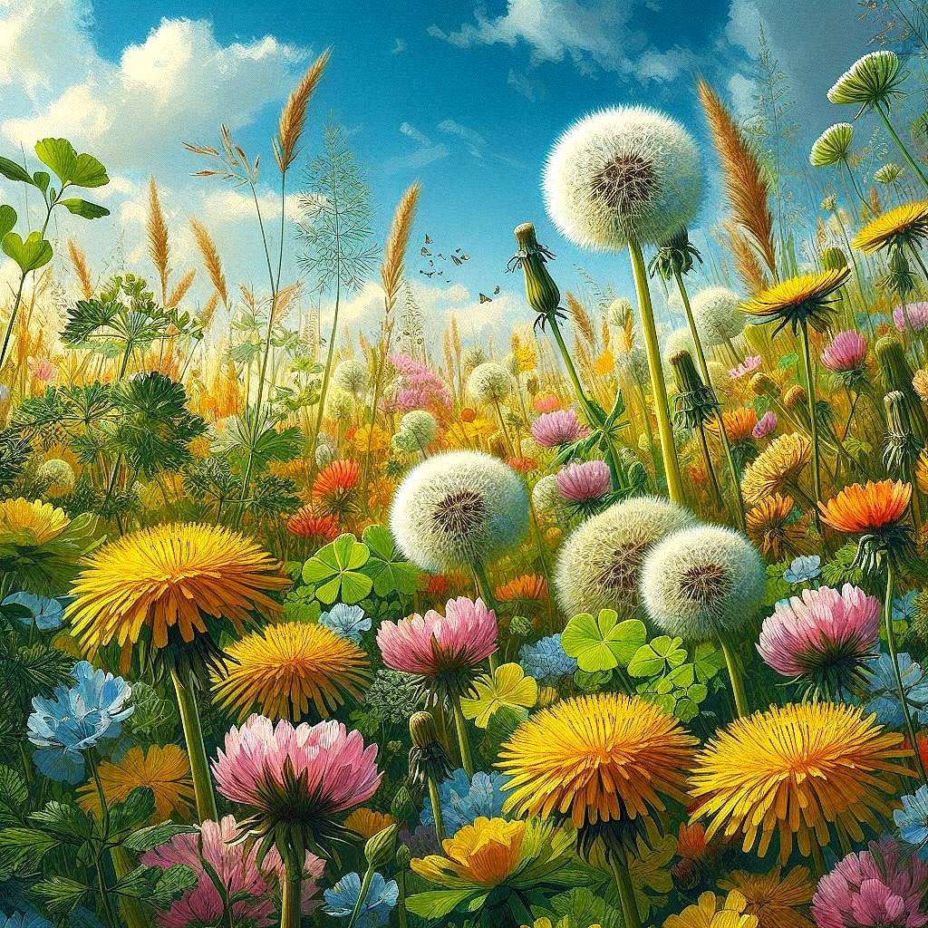 łąka pełna kwiatów słonecznego lata puzzle online