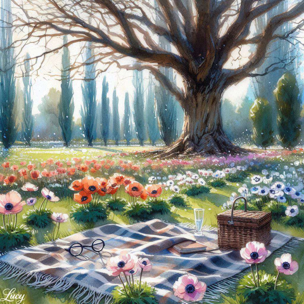 Kwiaty anemonowe wyściełające ścieżkę płata puzzle online