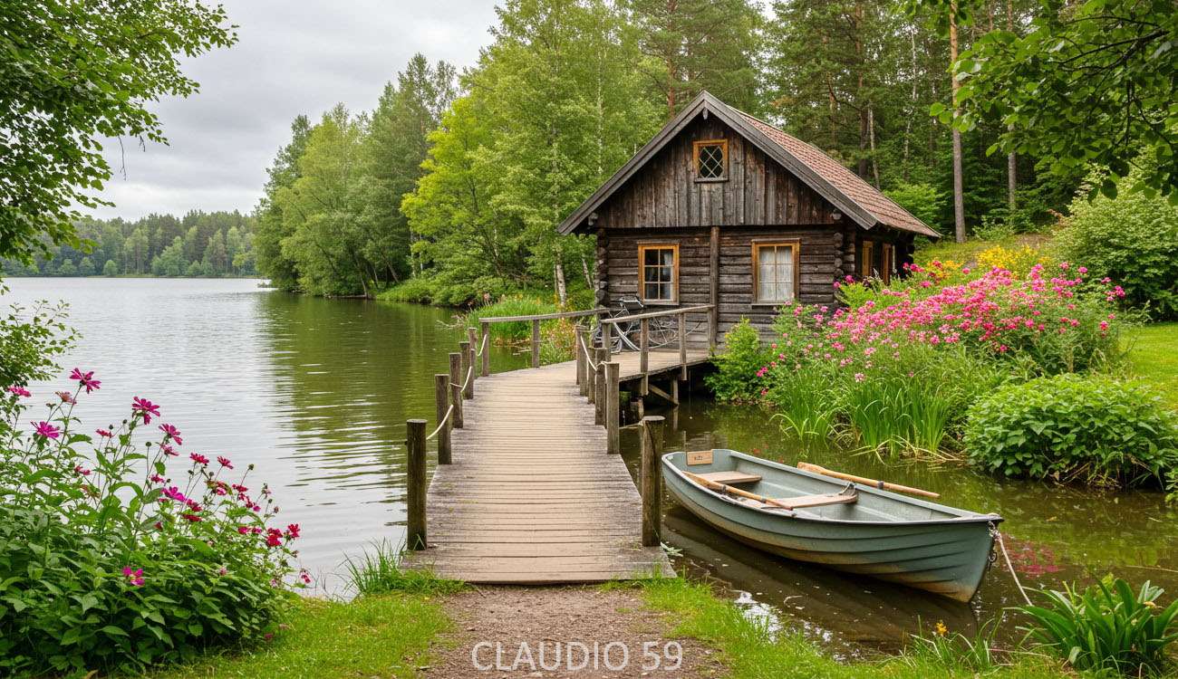 Cabina nel fiume. puzzle online
