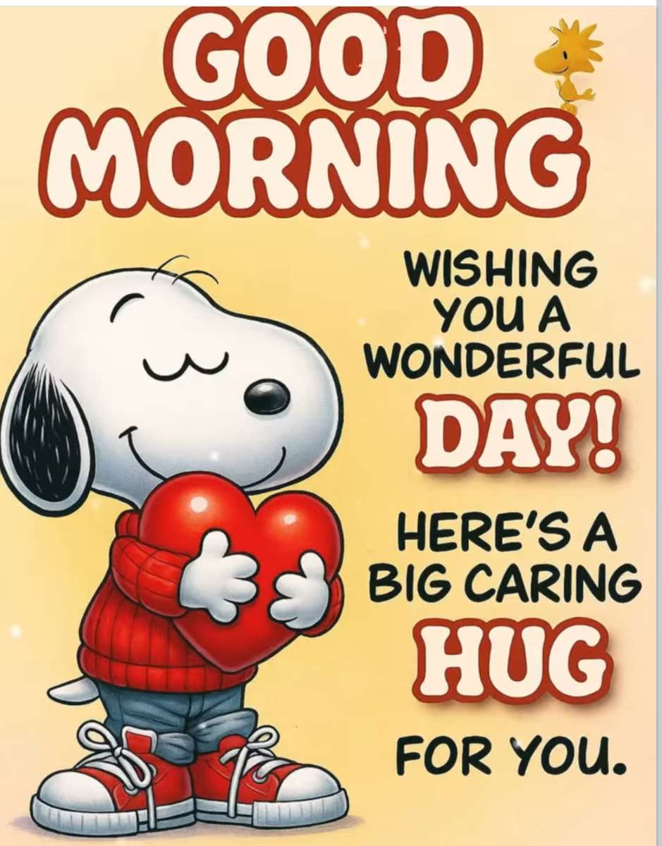 スヌーピーは心におはよう抱擁を与えます。 オンラインパズル