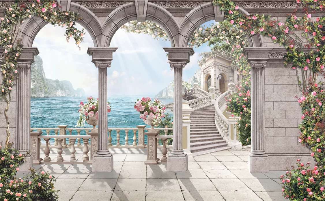 Patio Antique Avec Vue Sur La Mer Adriatique ジグソーパズルオンライン