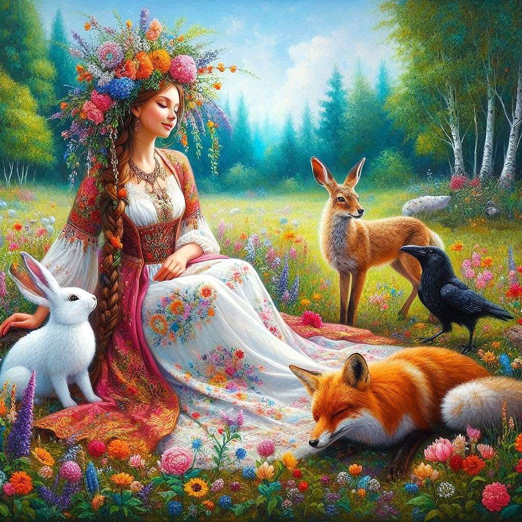 opiekunka leśnych zwierząt puzzle online