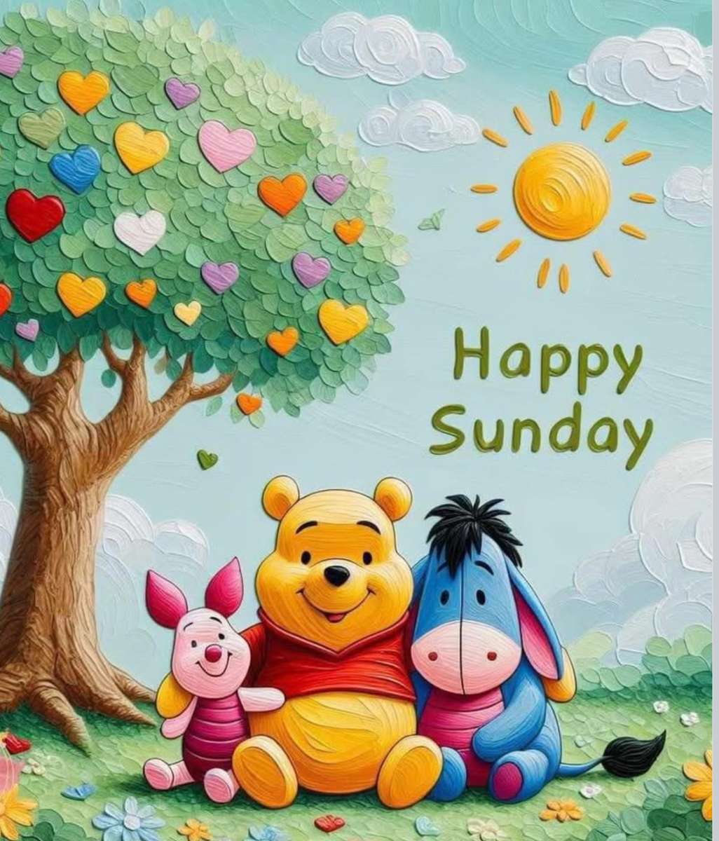 ハートツリーの下でプーさんと友達が一緒に オンラインパズル