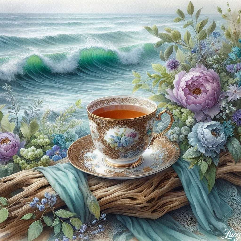 Thé au bord de la mer puzzle en ligne