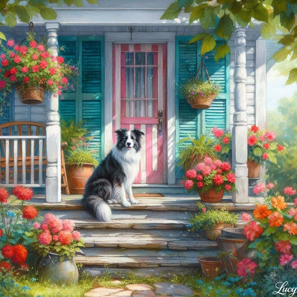 Border Collie siedzi uważnie puzzle online