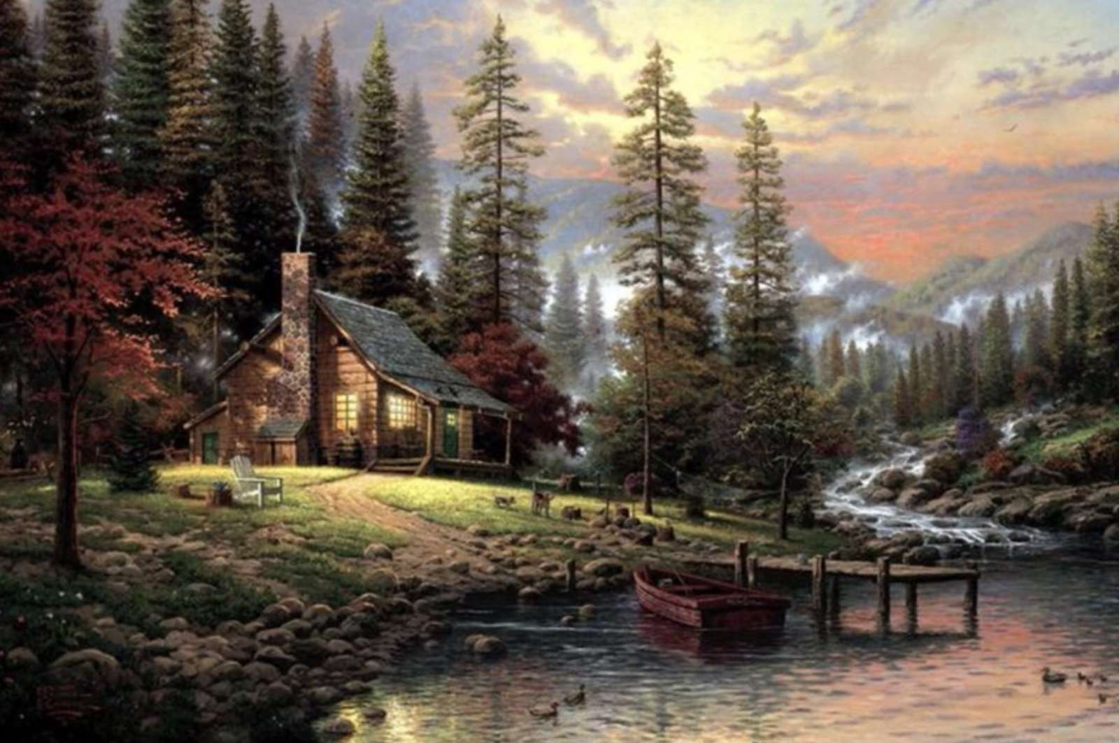 Samotny dom na jeziorze puzzle online