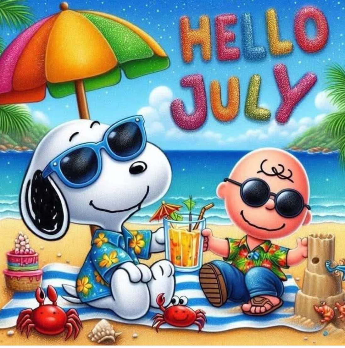 Snoopy i Charlie na plaży puzzle online