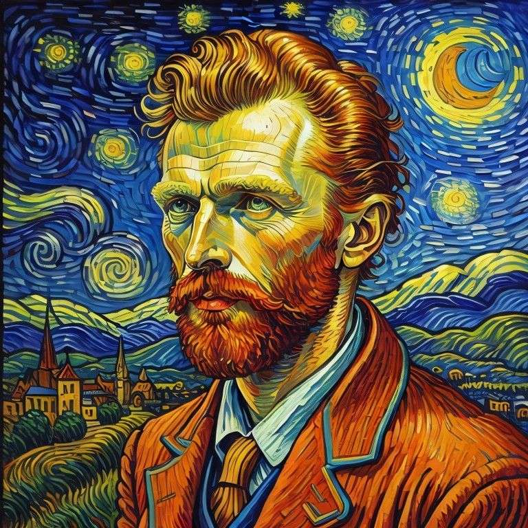 Csillagos éjszaka, Vincent Van Gogh stílusa online puzzle
