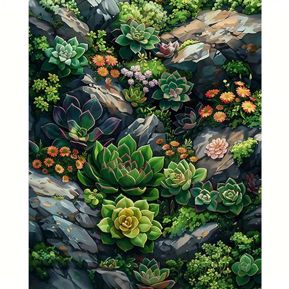 sukulenty rosnące na skałach puzzle online