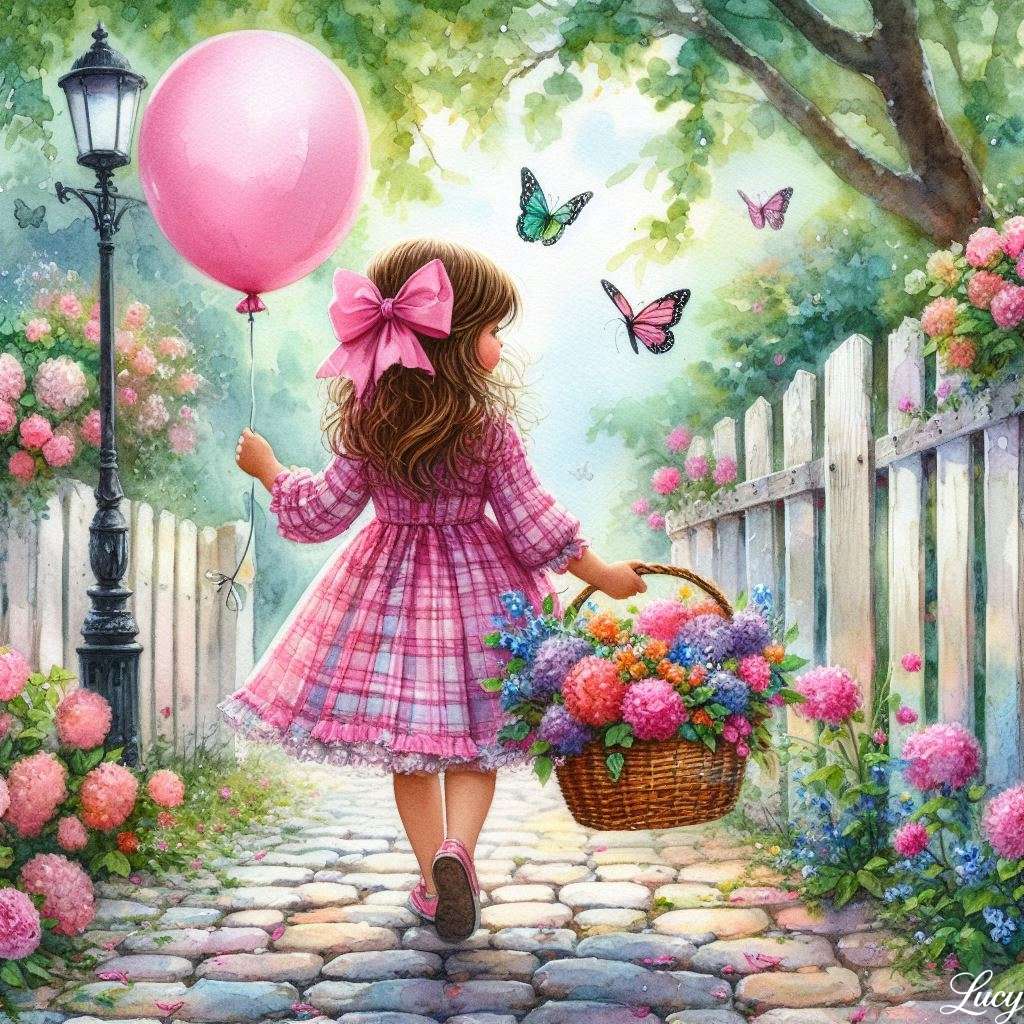 Jeune fille dans une robe à plaid rose puzzle en ligne