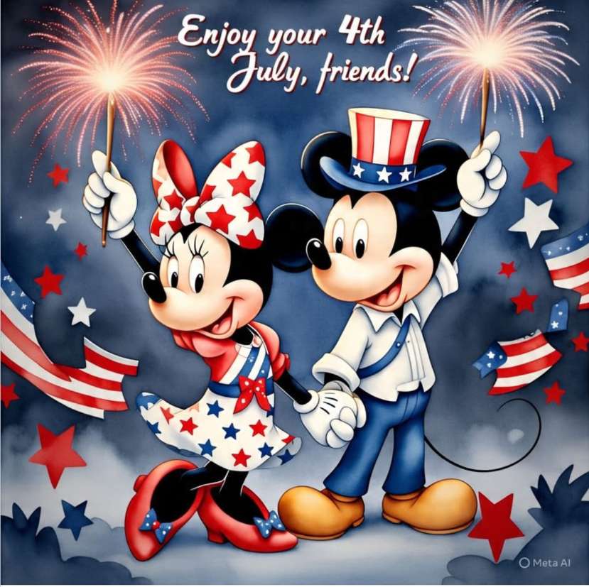Mickey i Minnie świętują 4 lipca. puzzle online