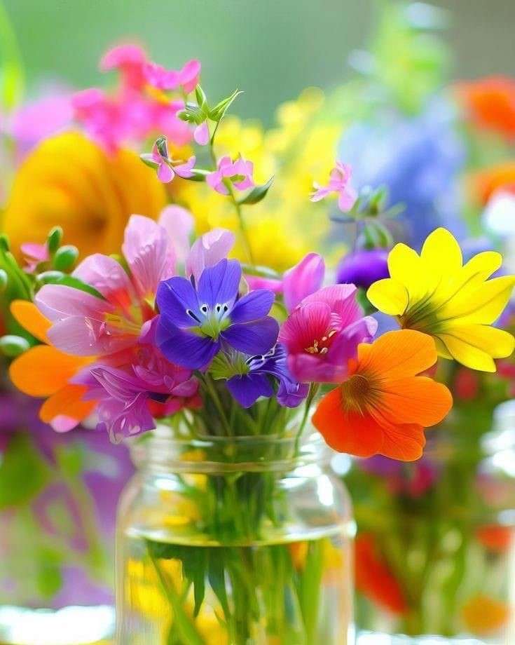 Fleurs colorées dans un vase puzzle en ligne
