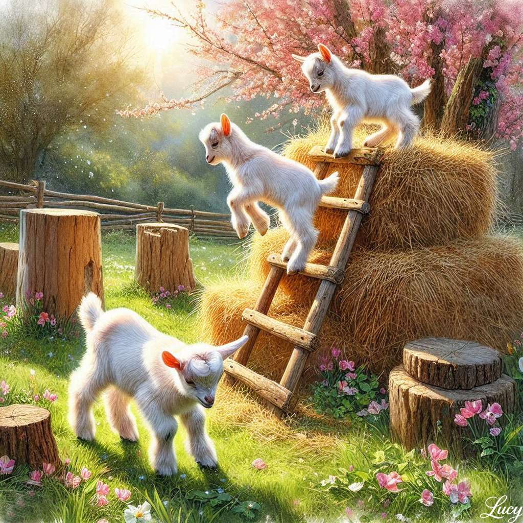 Tre capre giocose puzzle online