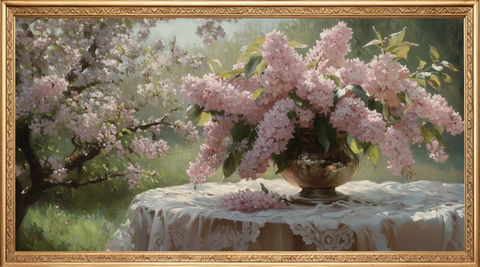 Pink lilac in the garden online puzzle