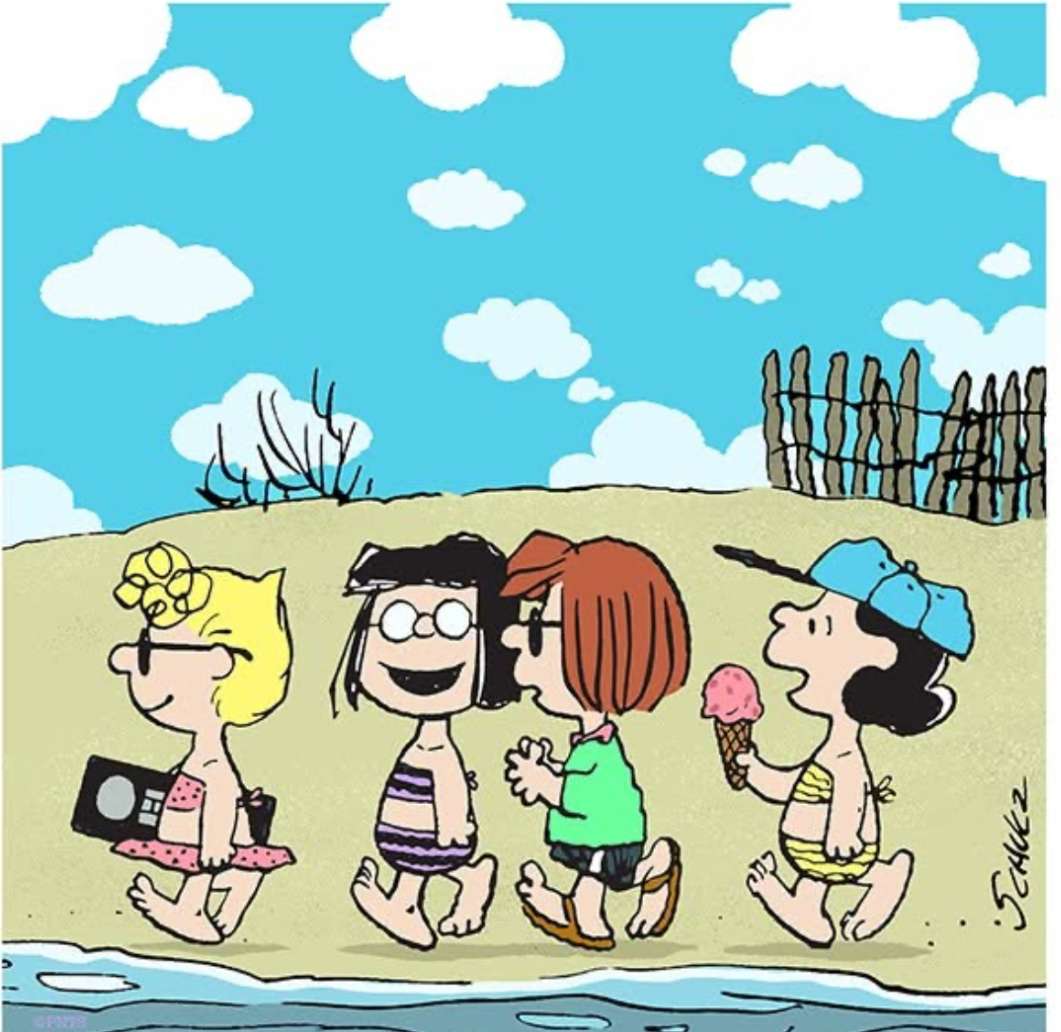 Dziewczyny z Schulz wyjeżdżają na plażę. puzzle online
