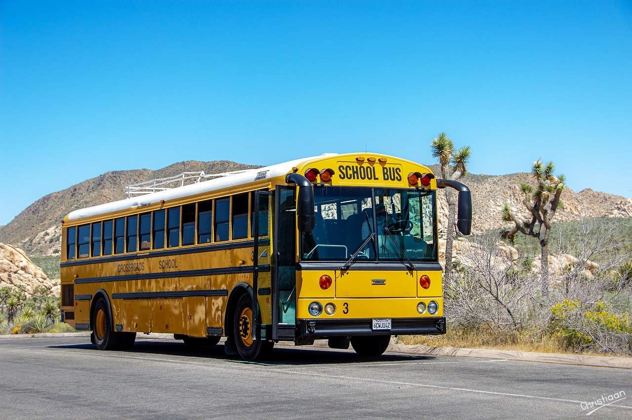 Autobus ze szkoły, żółty, Ameryka. puzzle online