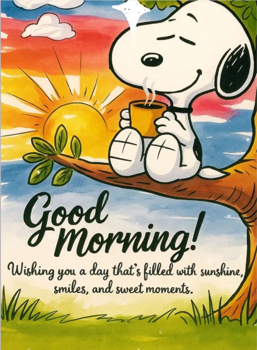 Snoopy życzy dla wszystkich dobrych poranek. puzzle online