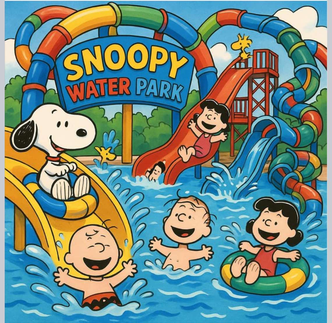 Snoopy e a gangue fazem um grande respingo. quebra-cabeças online