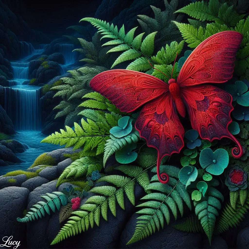 Czerwony motyl z delikatnymi skrzydłami puzzle online