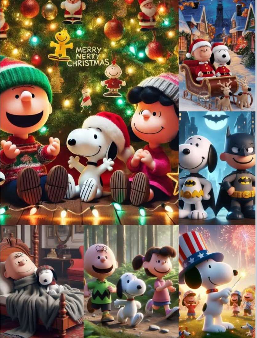 Przyjaciele Charliego świętują Boże Narodzenie. puzzle online