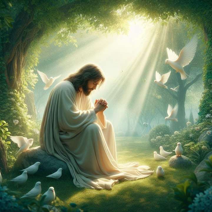 Jezus modli się za nas puzzle online