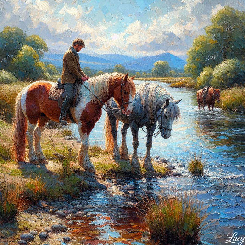 In piedi uno accanto all'altro su un fiume puzzle online