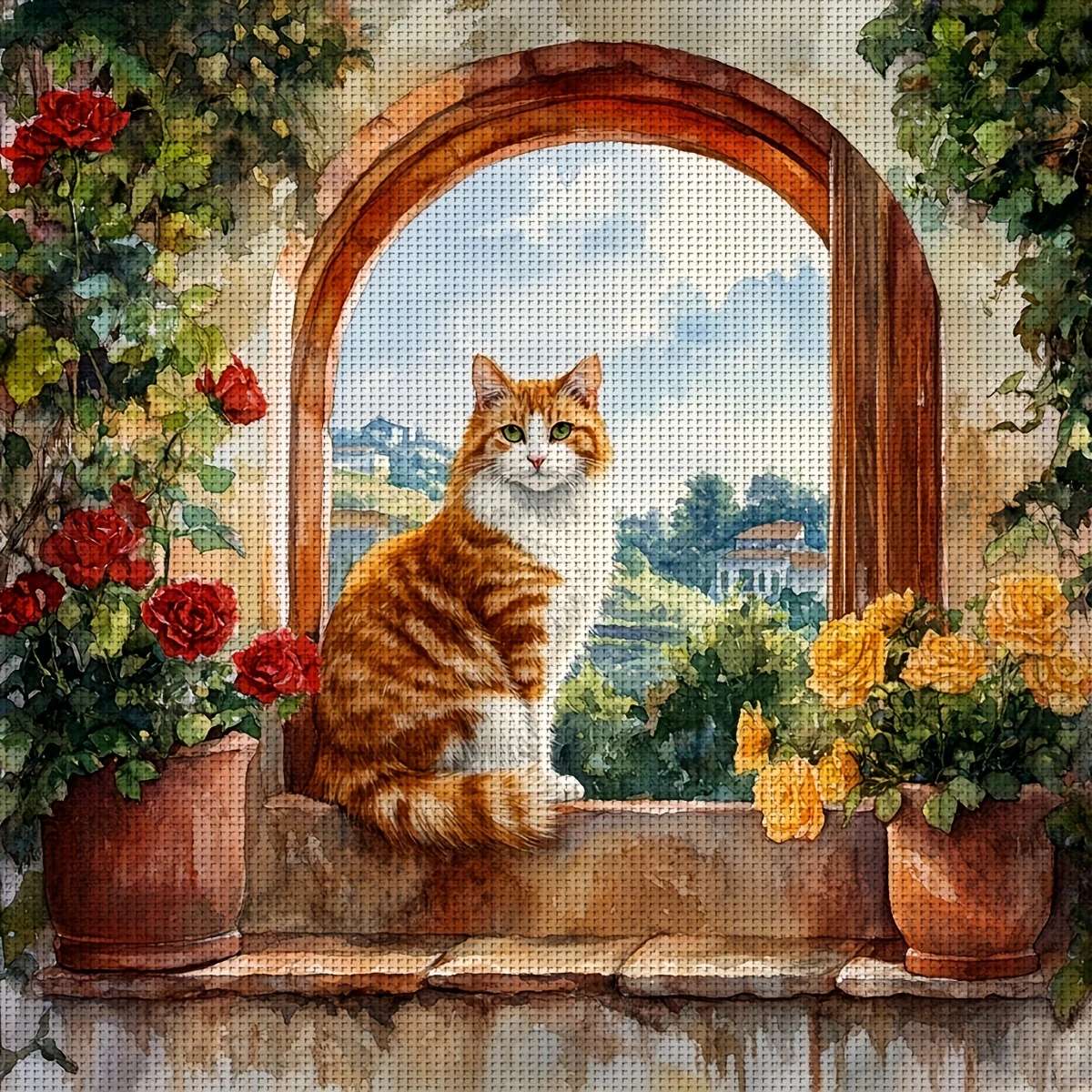 okno z widokiem i kotem puzzle online