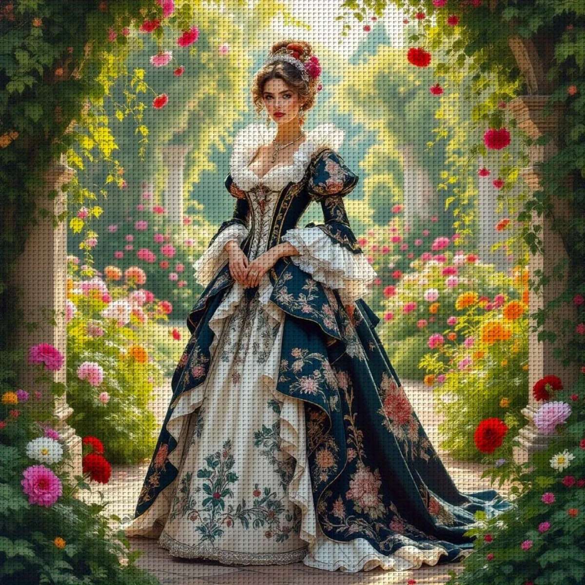 Lady in the rose garden jigsaw puzzle online