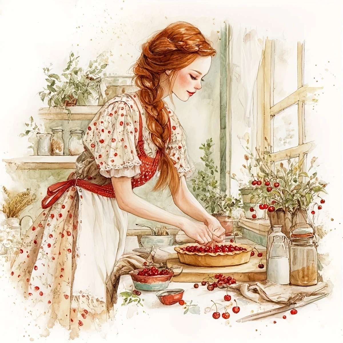 pieczenie ciasta z malinami puzzle online