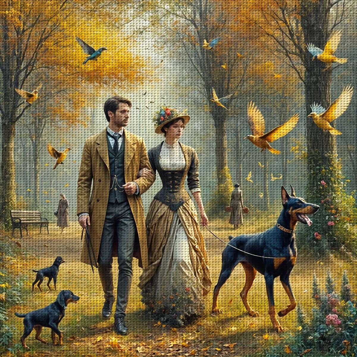 spacer po parku puzzle online
