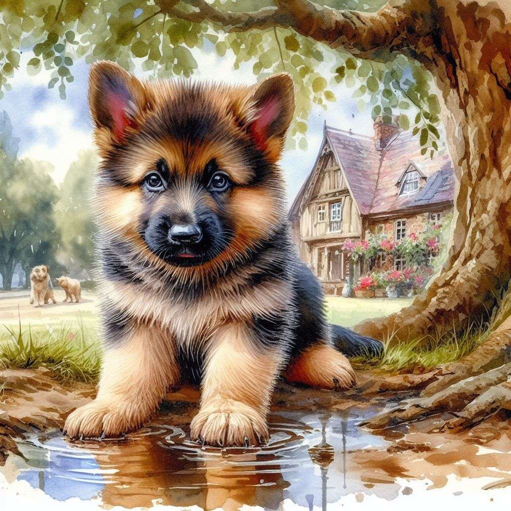 Śliczny puszysty szczeniak puzzle online