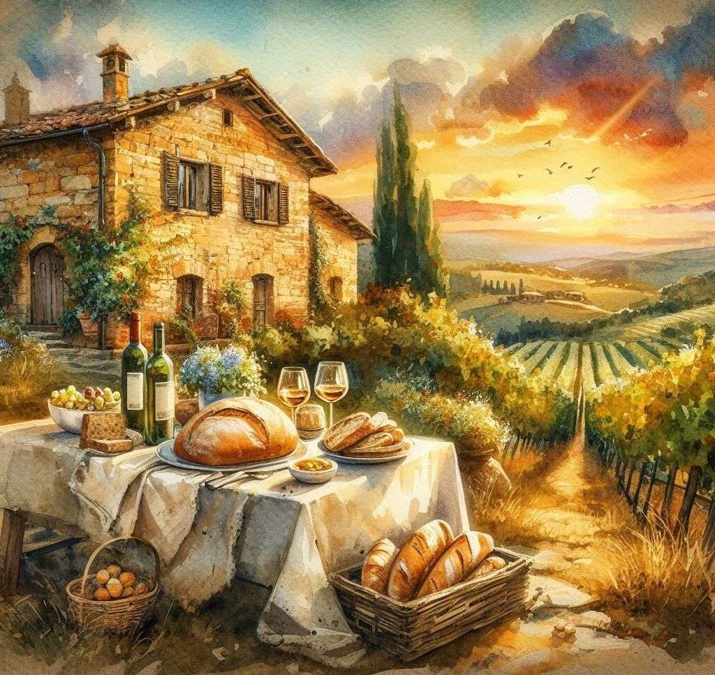Solnedgången över Toscana Pussel online