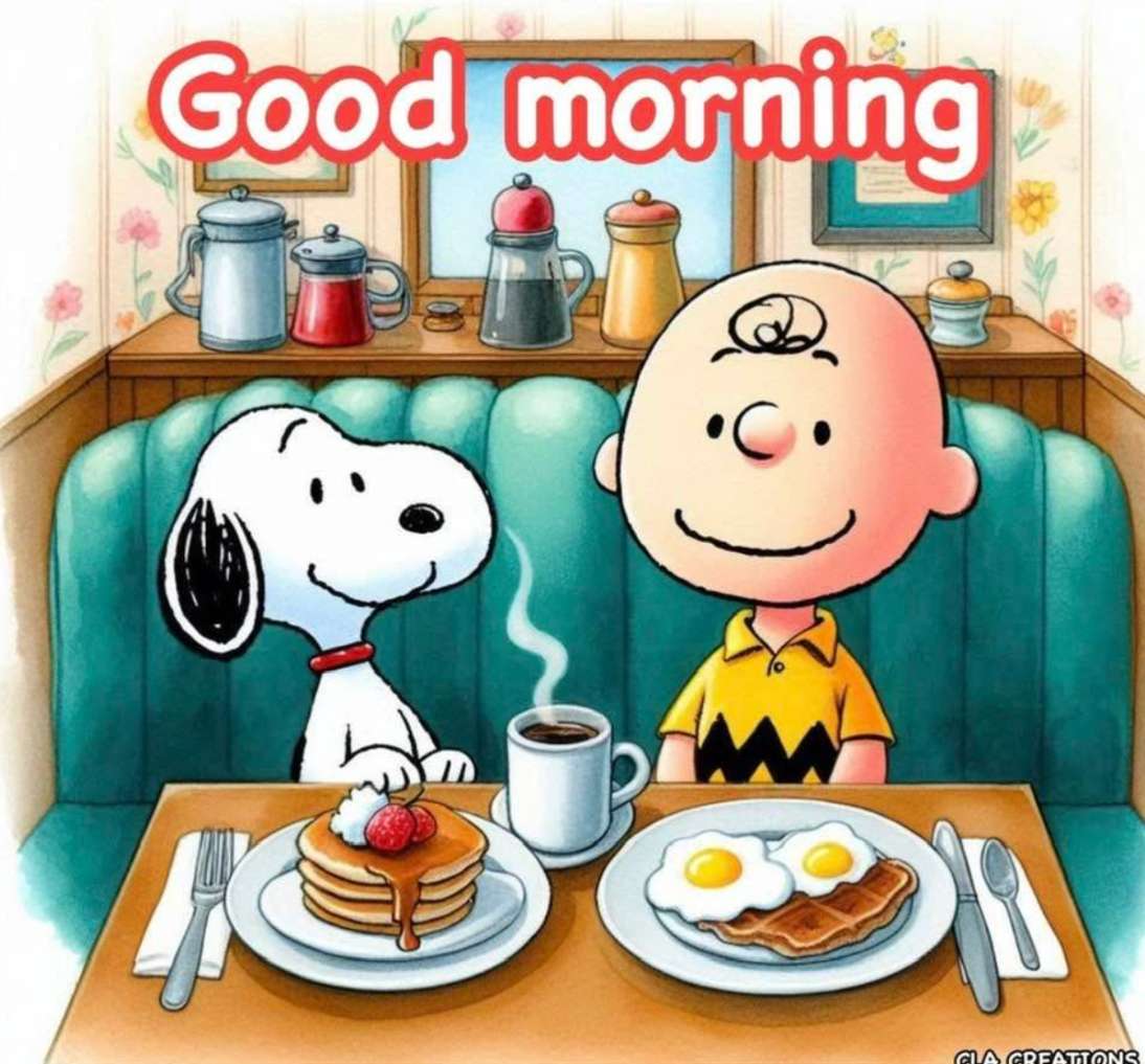 Śniadanie w restauracji z Charlie i Snoopy. puzzle online