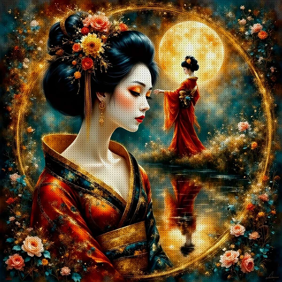 Japanese woman in traditional costume jigsaw puzzle online