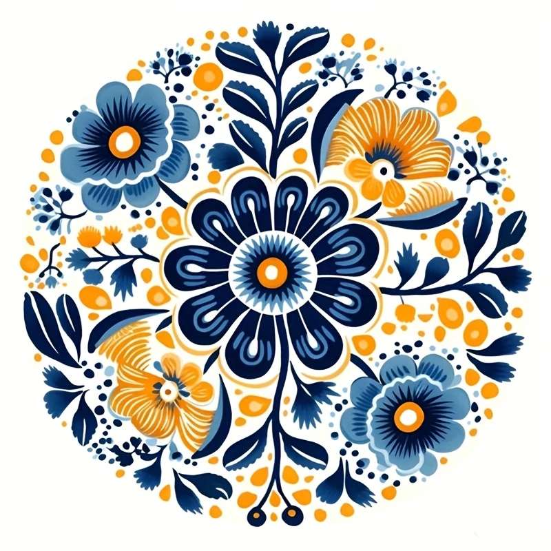 granatowo-żółty wzór kwiatowy puzzle online