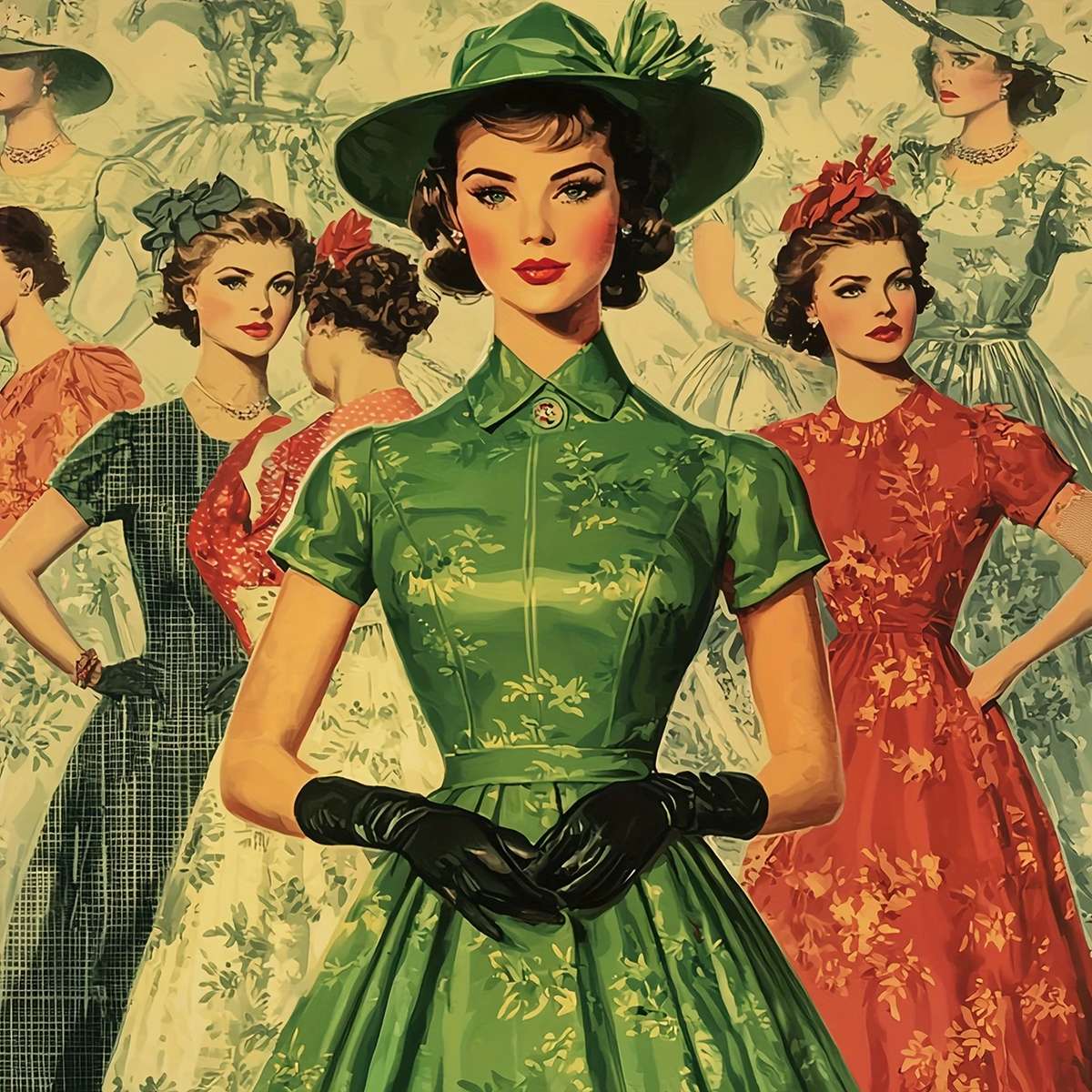 Fashion women in the 1950s jigsaw puzzle online