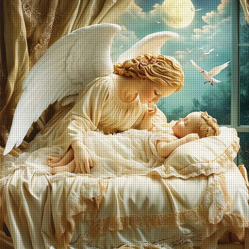 The Guardian Angel watches over the sleeping child online puzzle