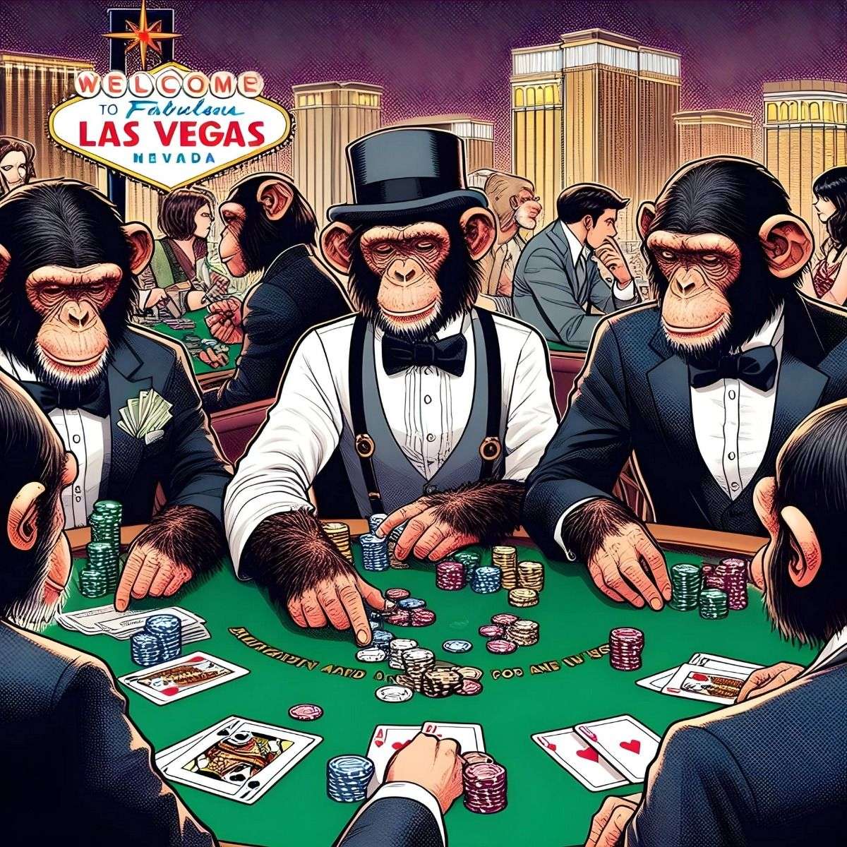 CHIMPANZEES PLAYING POKER online παζλ