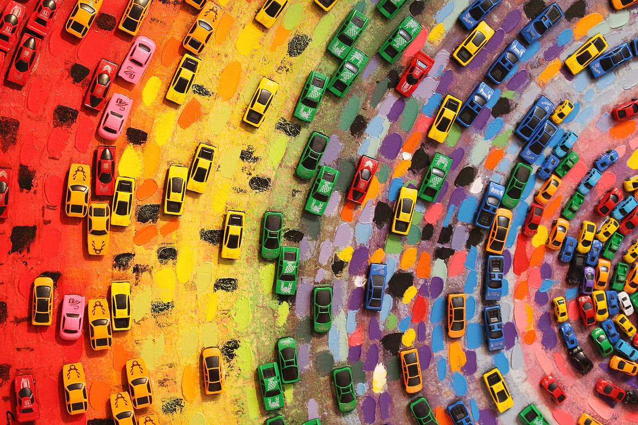 Kolorowe auta puzzle online